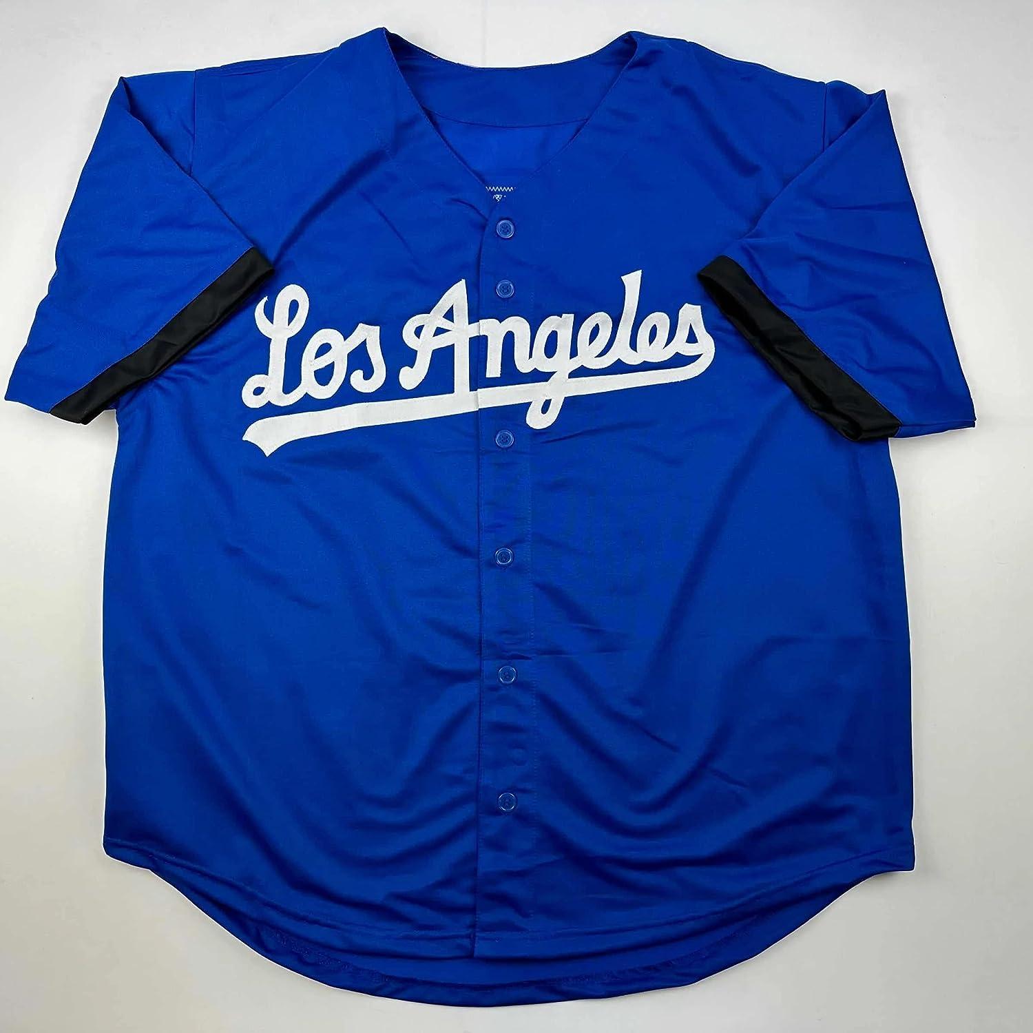 Facsimile Autographed Mookie Betts Los Angeles LA Blue Reprint Laser Auto  Baseball Jersey Size Men's XL