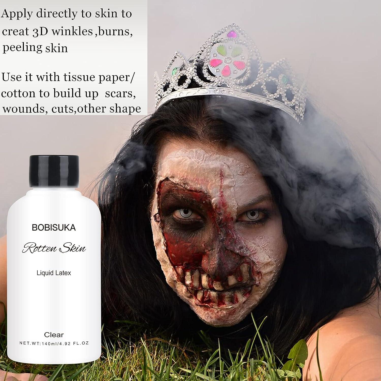 BOBISUKA Clear Liquid Latex, Halloween Costume, Zombie Makeup, SFX Special  Effect Make Up for Face and Body, 4.92 FL.OZ