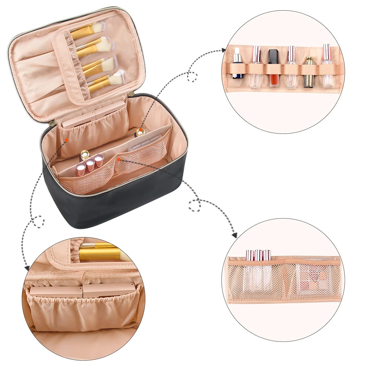 OCHEAL Drawstring Makeup Bag, Floral Barrel Cosmetic Bag with Drawstring,  Portable Small Makeup Pouch Cute Makeup Bag Organizer Multifunctional