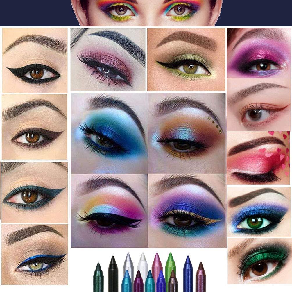 6 Pcs Blue Eyeliner Pencil for women, Glitter Metallic Eye Liners