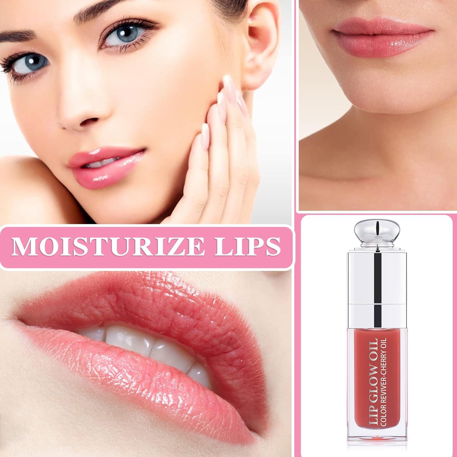 Prevents Lip Moisturizing Glow Brush Lines Head Dry Gloss Oil and Toot Hydrating Tinted Big Oil Lip Balm Lips(012#) Plumping Non-sticky Lip Cracked Transparent Lip Repairing Lip Care Lip Nourishing Oil
