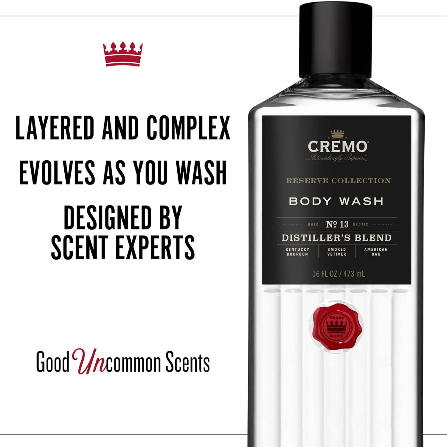 Cremo Rich-Lathering Distiller s Blend (Reserve Collection) Body Wash An  Elevated Blend With Notes Of Kentucky Bourbon Smoked Vetiver And American  Oak 16 Fl Oz (Pack of 2) Distiller's Blend 2-Pack