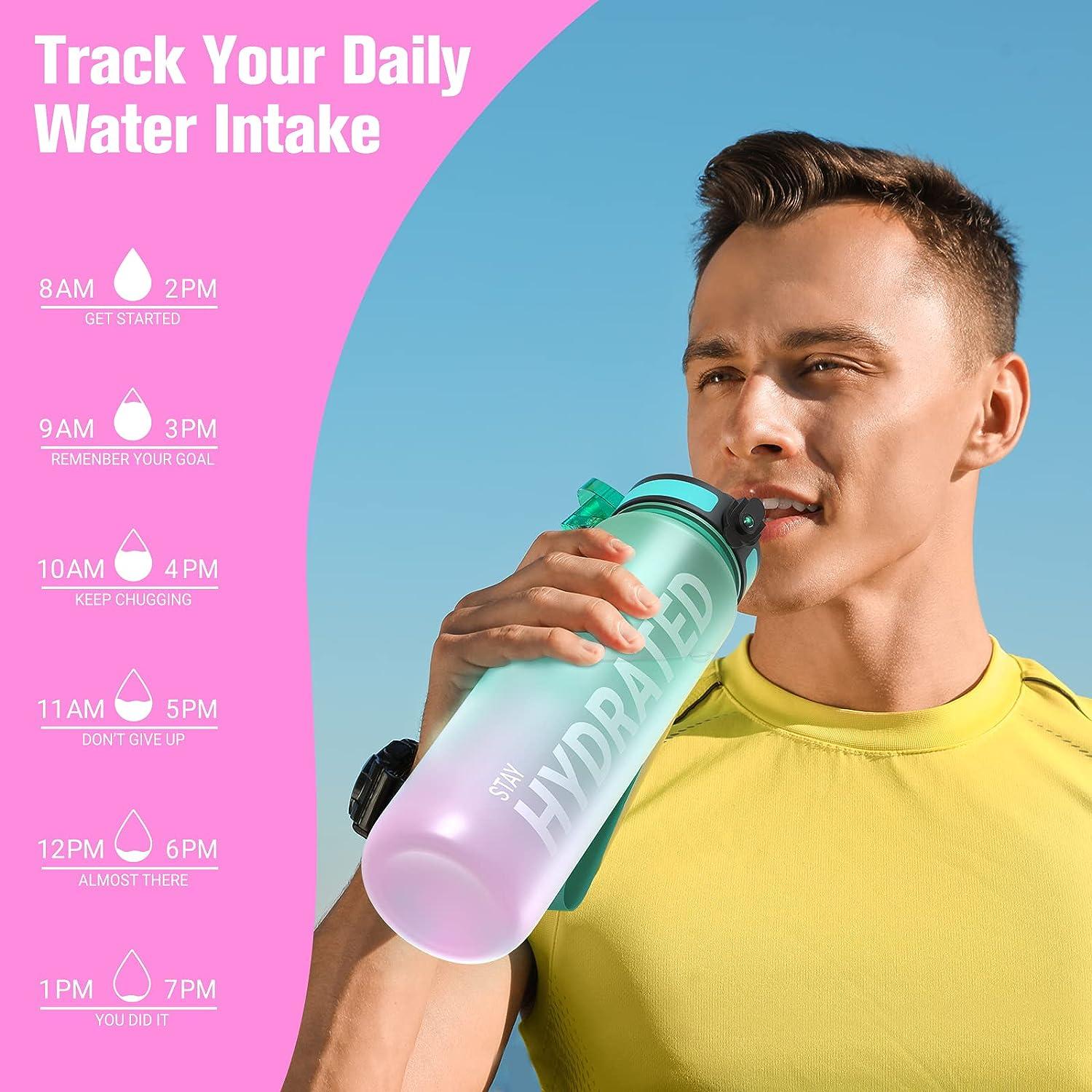 Water Bottles with Time Maker, BPA-Free Plastic Water for Men