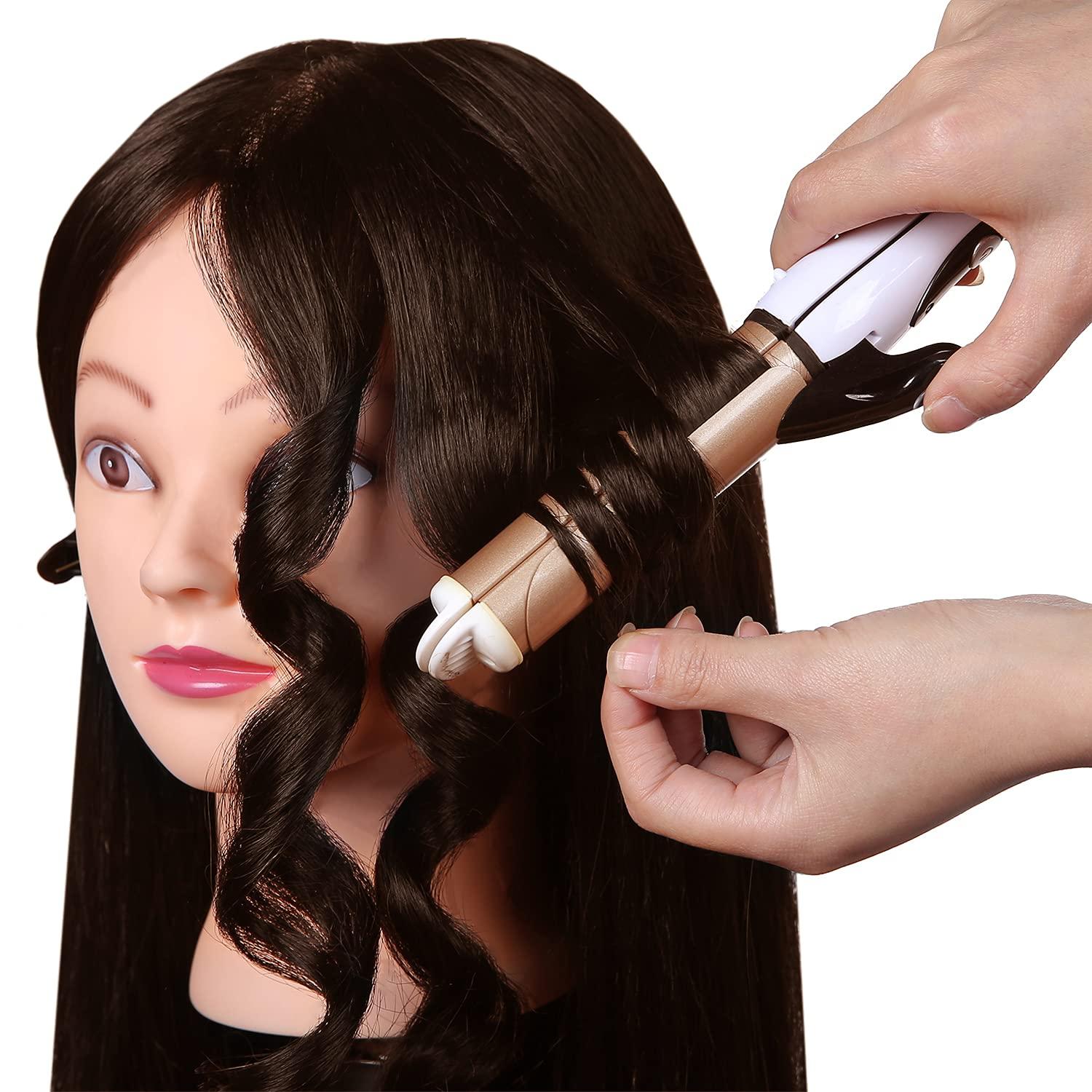 SILKY 26-28 Long Hair Mannequin Head with 60% Real Hair, Hairdresser  Practice Training Head Cosmetology Manikin Doll Head with 9 Tools and Clamp  