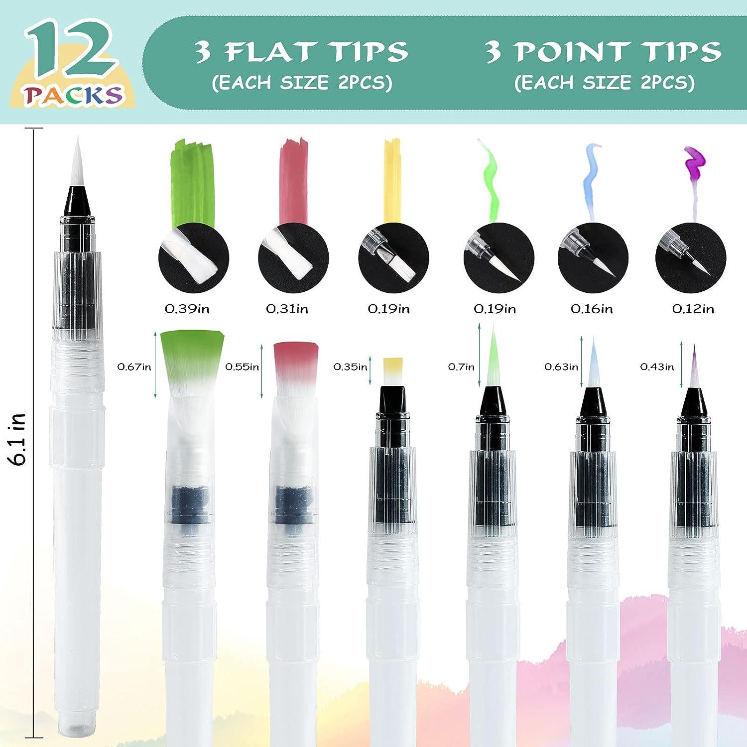 Water Color Brush Pen Set 12 Pcs Water Paint Brushes Refillable Watercolor  Brush Pens For Student