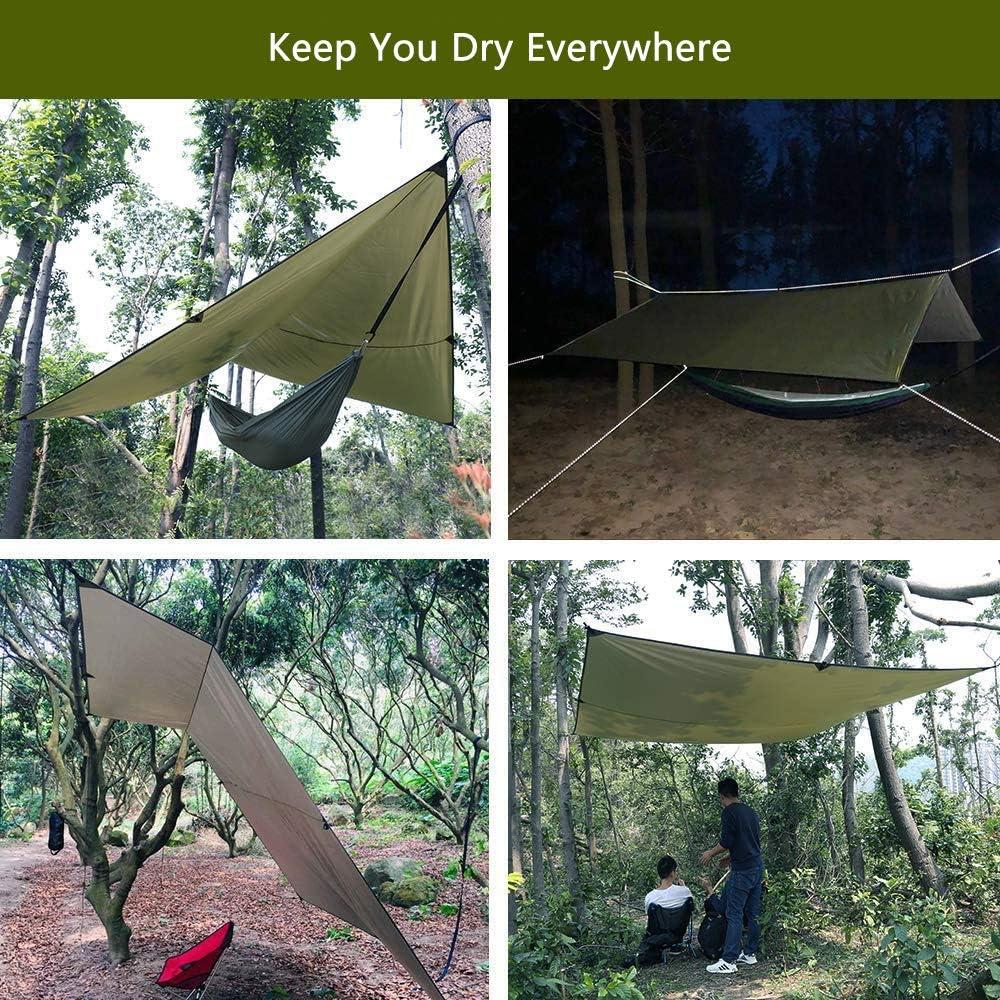 Sunyear Hammock Camping with Rain Fly Tarp and Net Portable Camping Hammock  Double Tree Hammock Outdoor Indoor Backpacking Travel & Survival 2 Tree  Straps 100% Waterproof Green Bundle 78W*118L