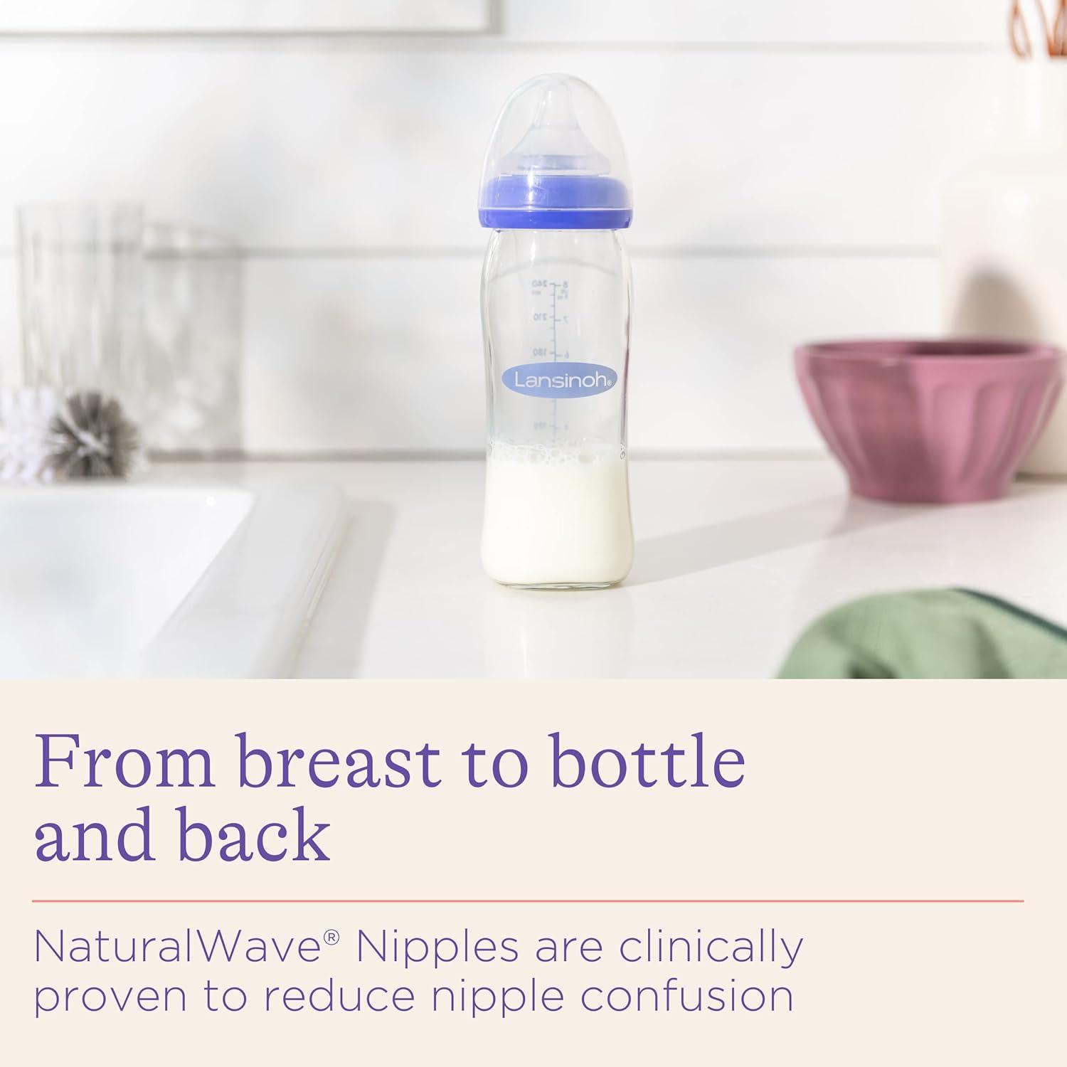 Lansinoh Breastmilk Feeding Glass Bottle, 8 Oz
