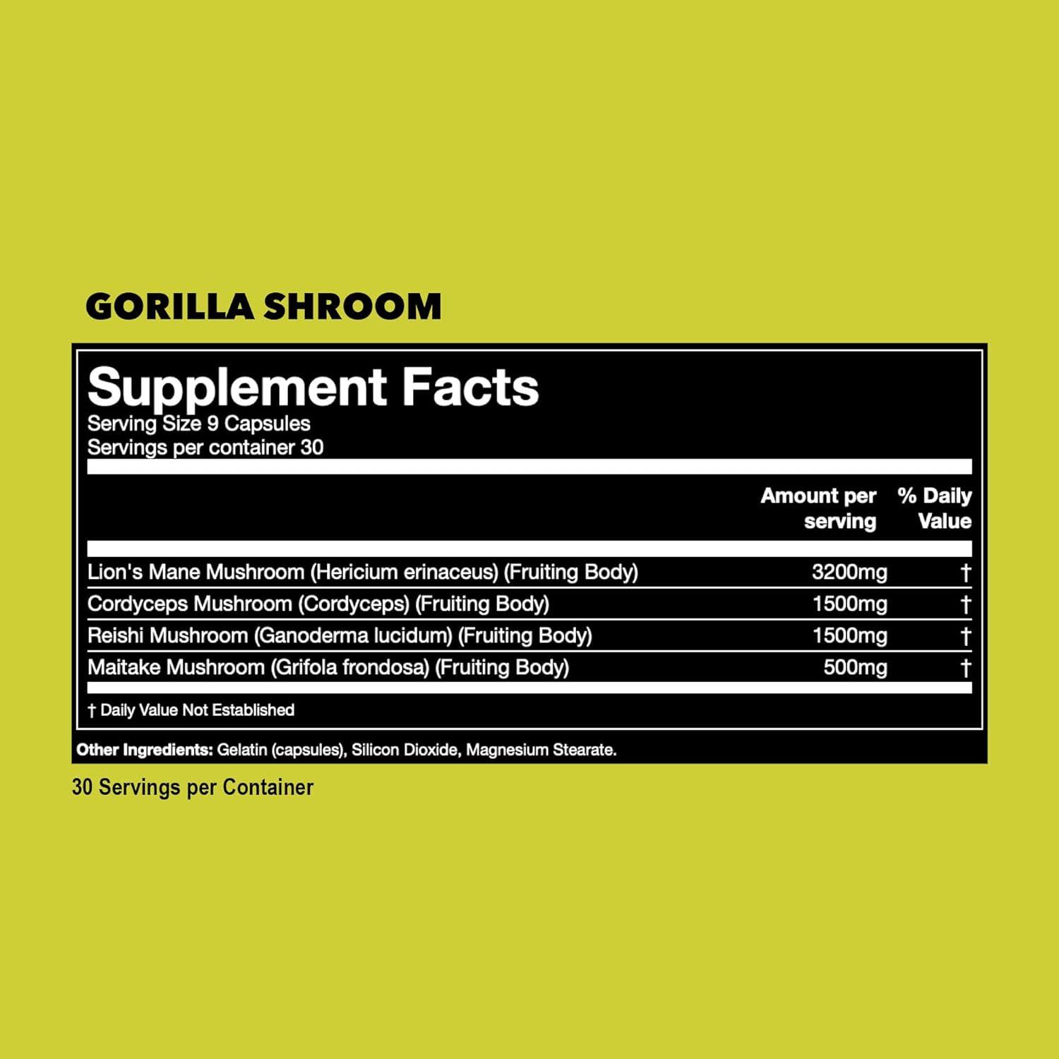 Gorilla Mind Shroom 270Caps  Gorilla Mind – Nutrition Faktory