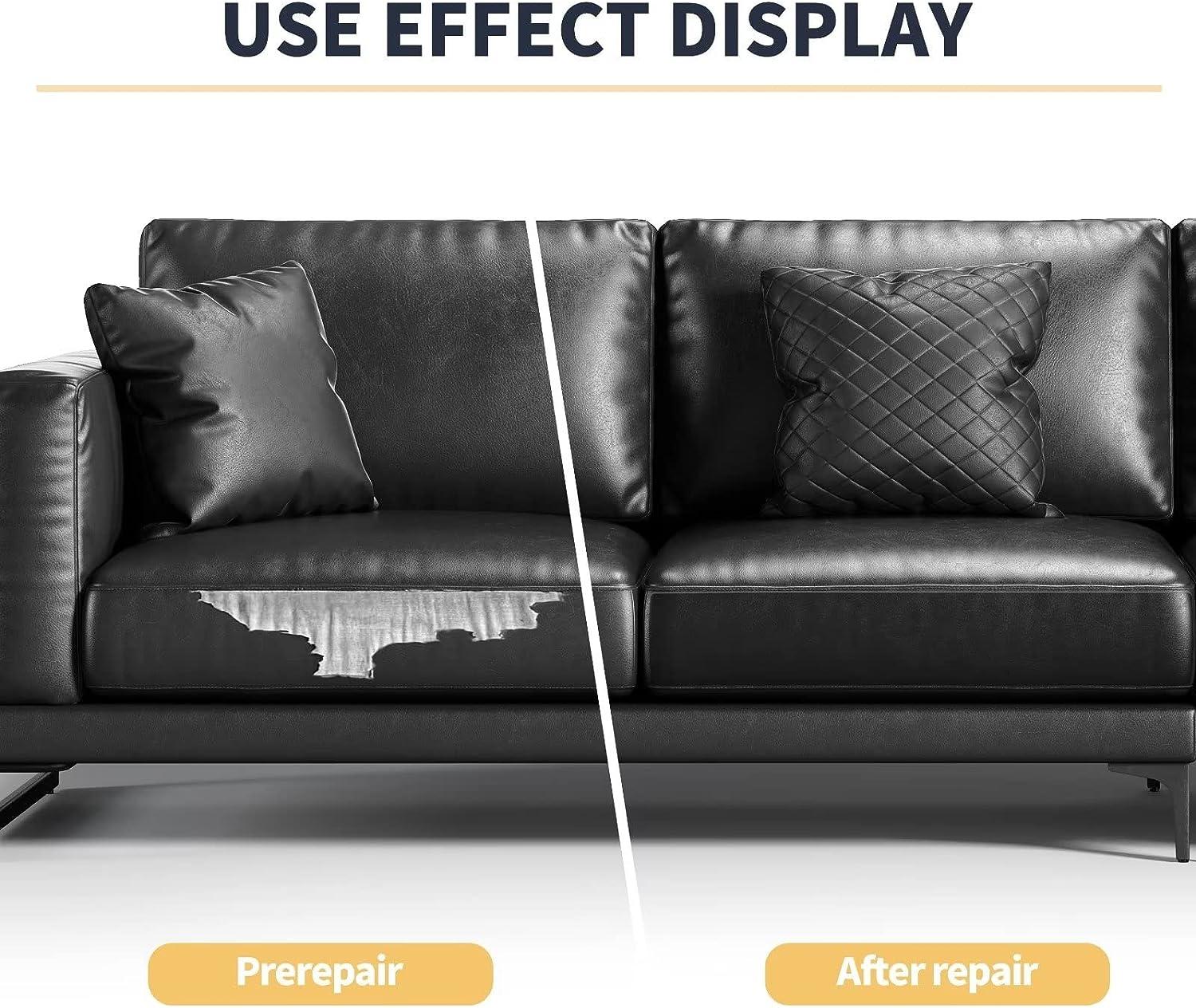 sofarefinish Self-Adhesive Leather Refinisher Cuttable Sofa Repair (Black,  8X12 in.)