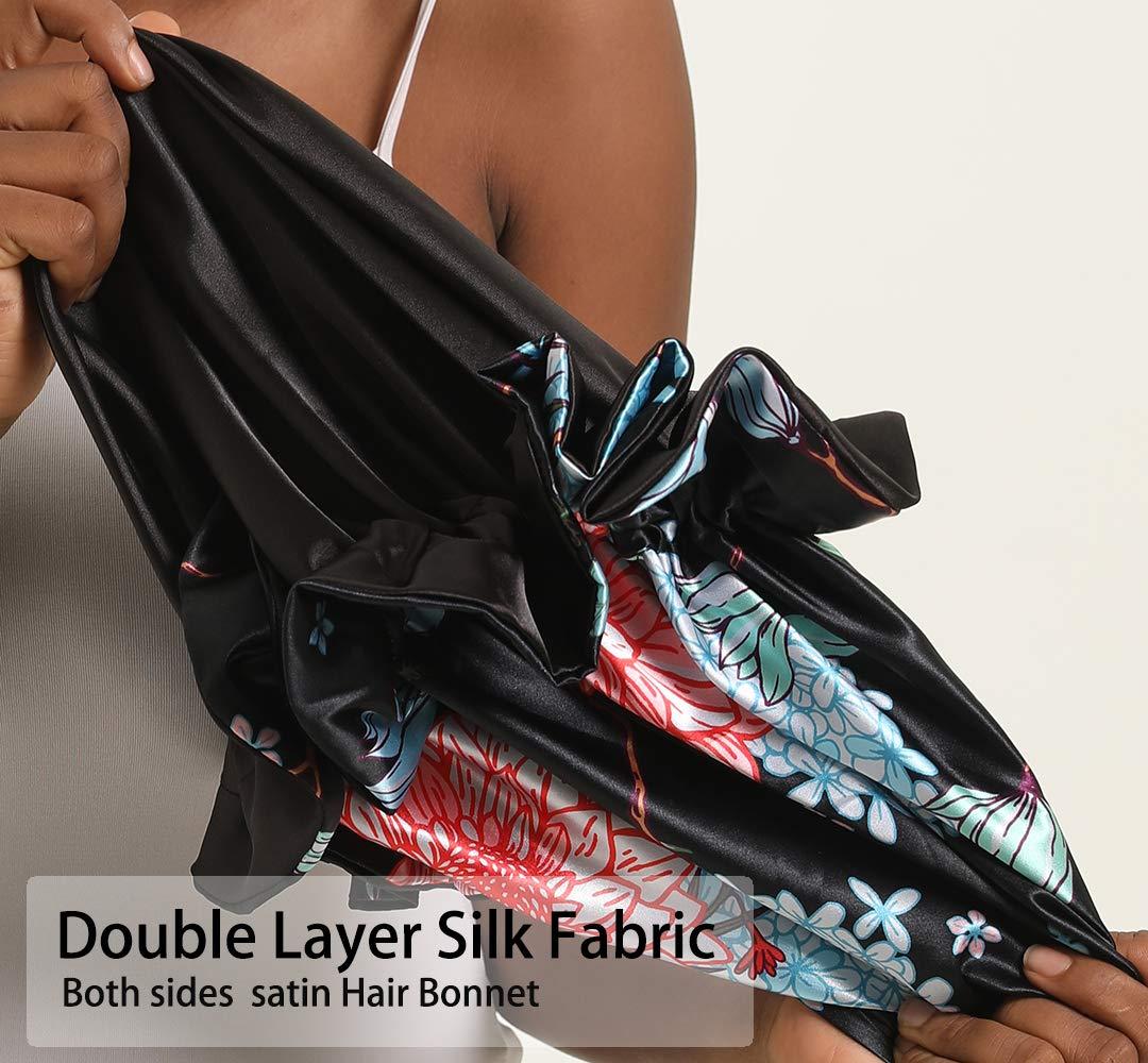 Silk Bonnet for Women Satin Bonnet for Curly Hair Sleep Cap Double Layer  Large Silk Hair Bonnet for Black Women Natural Hair