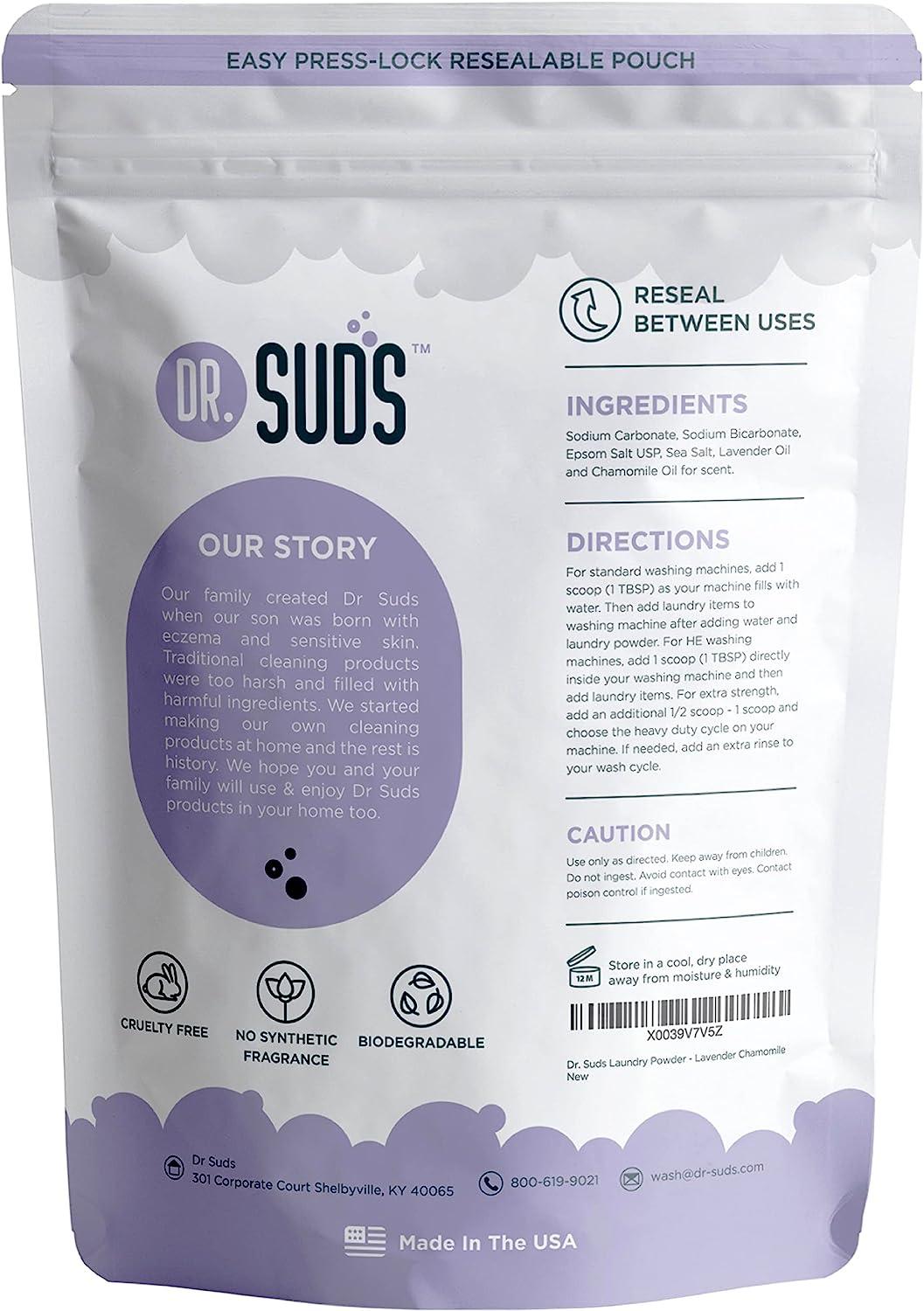  New Dr Suds Natural Laundry Detergent Powder 100+ Loads  Lavender Chamomile Made with Natural Earth Minerals : Health & Household