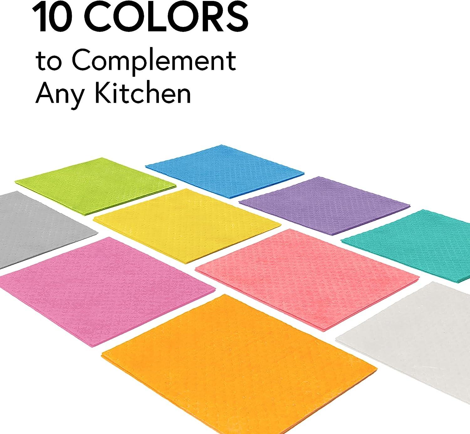 Ultra-Absorbent Reusable Swedish Dish Cloths - 10 Pk Assorted Colors 