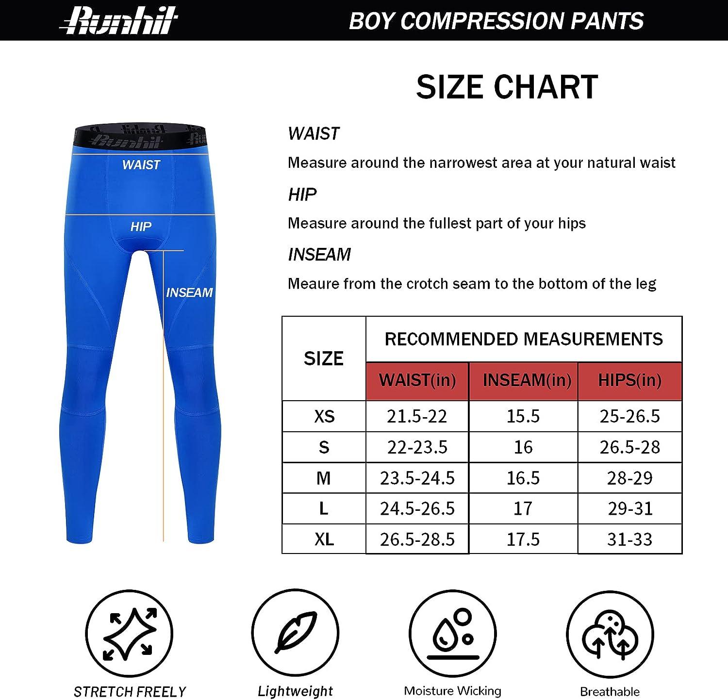  Youth Compression Pants Boys Leggings Kids Baseball Pants  Tights Base Layer Football Basketball Sports Royal Blue Size XL