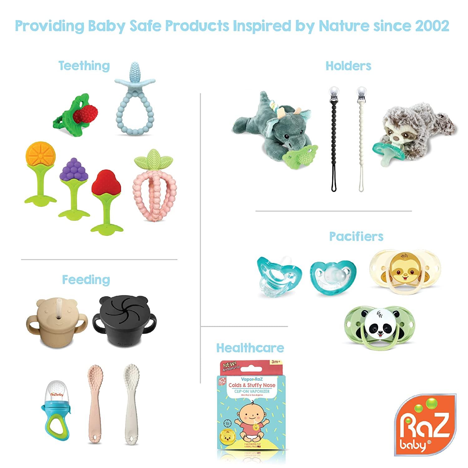 RaZbaby Baby Fruit Feeder/Food Feeder Pacifier | Infant Teething Toy  Teether 6M+, Add Baby's Favorite Frozen Fruit or Fresh Food for Teething  Relief