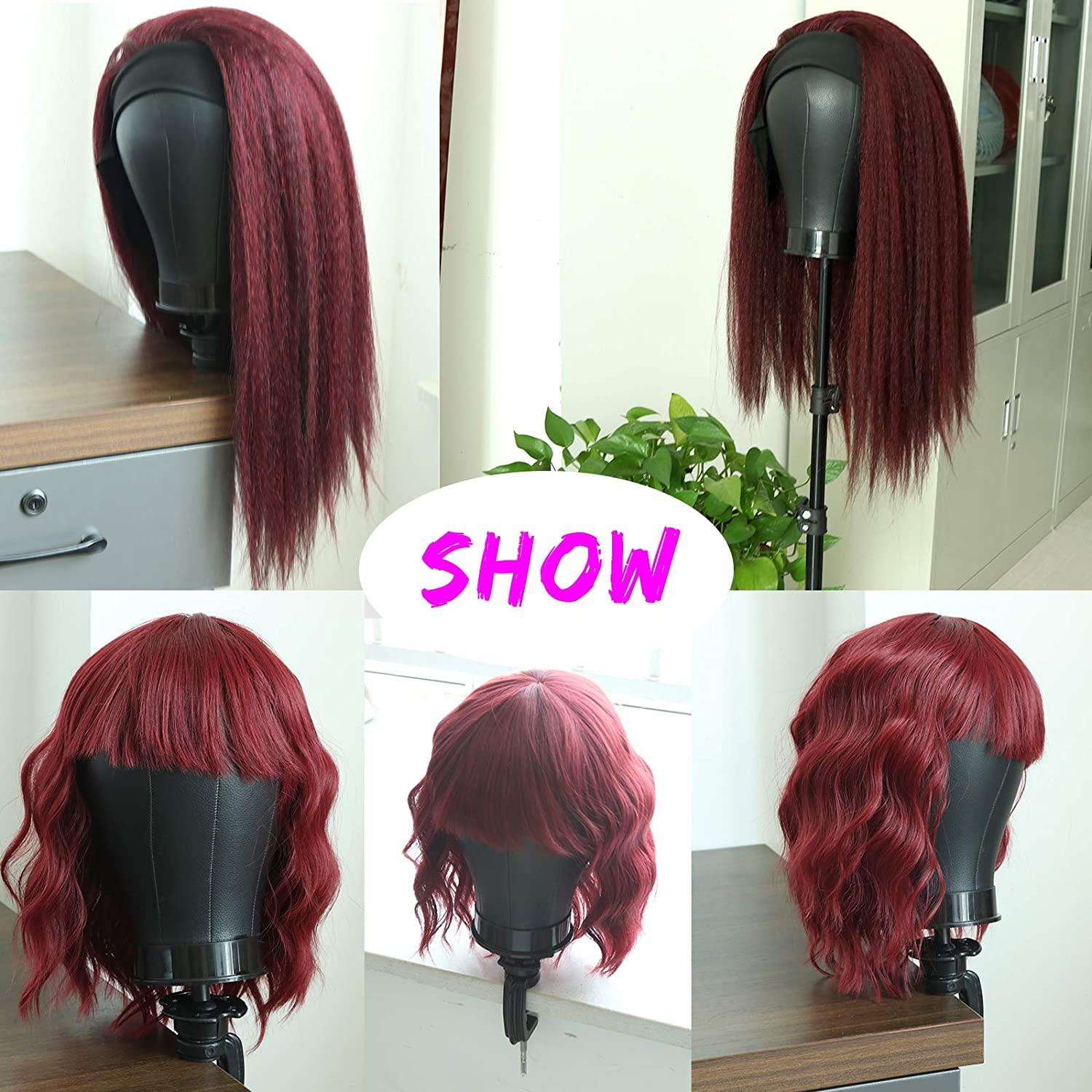  Eerya 22 Inch Wig Head Stand Canvas Wig Head with