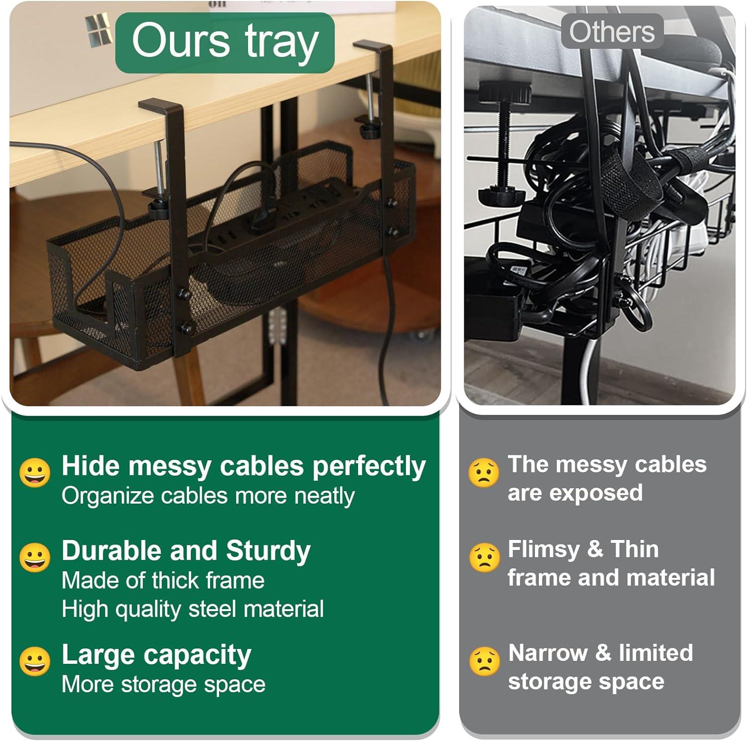 White Cable Management Tray for Under Desk – Bounaspace