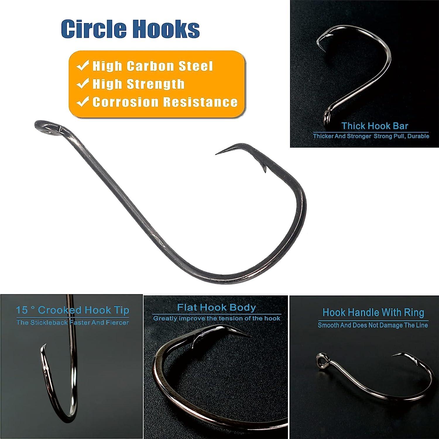 100 Pieces 1/0 High Carbon Steel Wide Fishhooks Fishing Bass Hooks