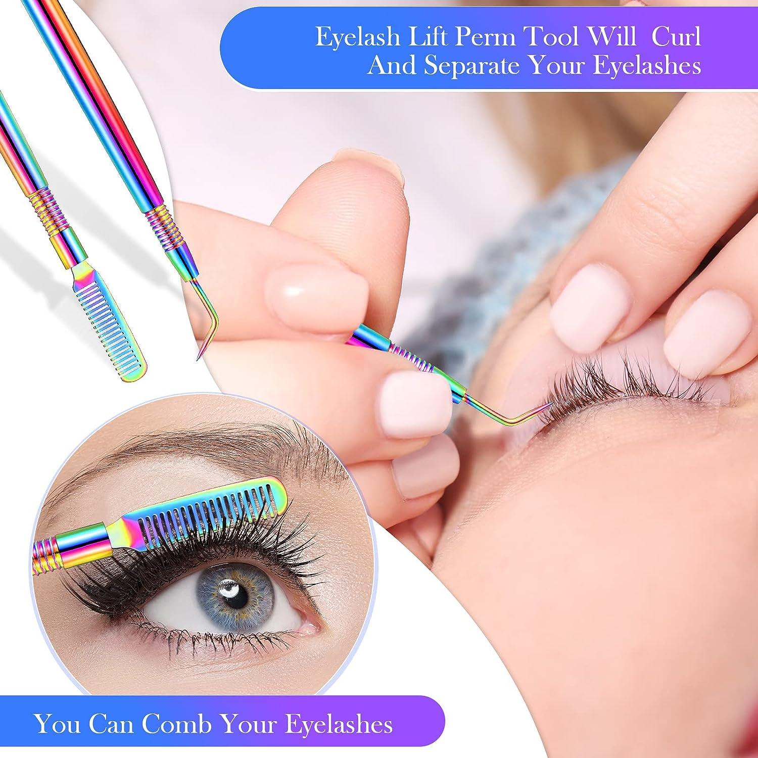 2 Pieces Eyelash Lift Perm Tool Lash Separator Tint Tool Stainless Steel  Metal Lash Lift Rods Tool with Separation Comb for Eyelash Eyebrow Perming  Tinting Curling Extensions Supplies (Multi Color)