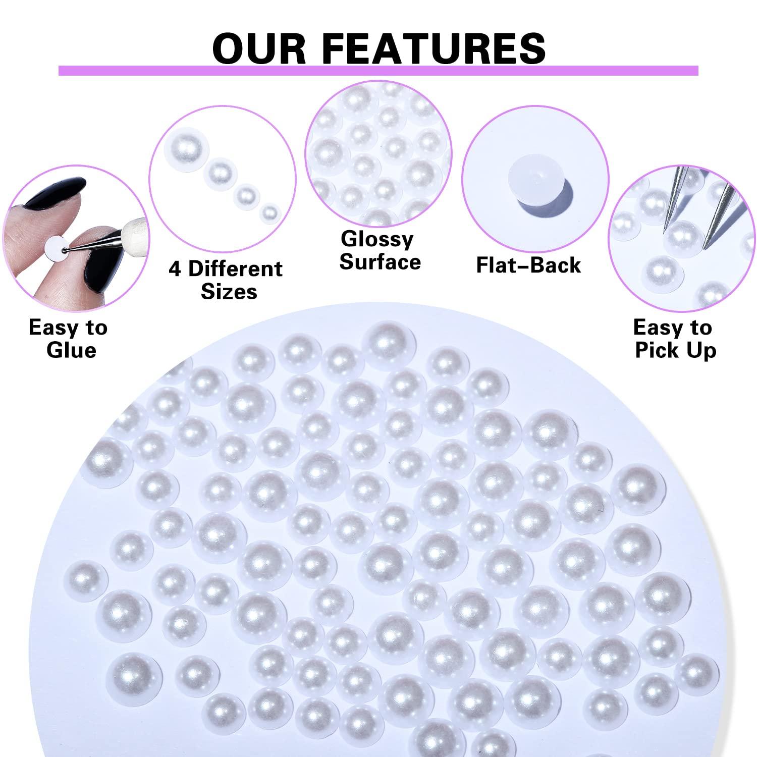 6 Colors ABS Half Pearls for Crafts, 11000Pcs Flatback Nails Pearls Bead Flat  Back Pearls Gems for Nail Art Makeup, Shoes, DIY Craft Decorations 6 Color  Set