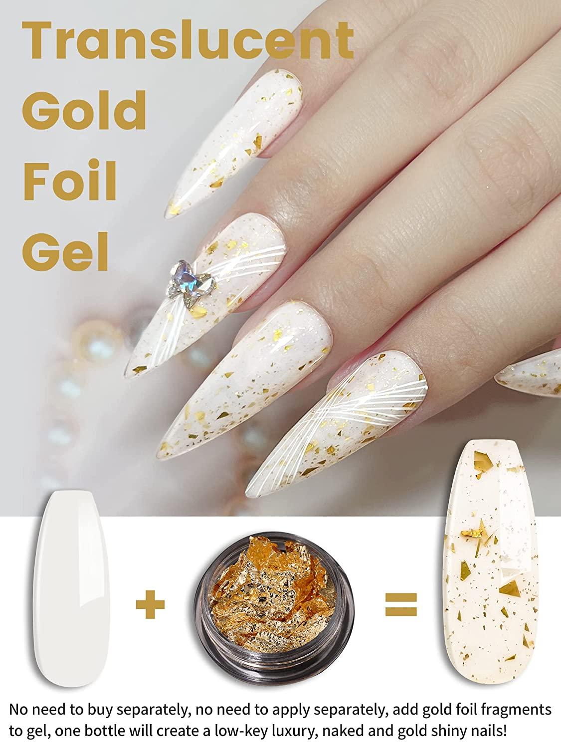 Nailzbyisatu - White nails with gold foil ✨