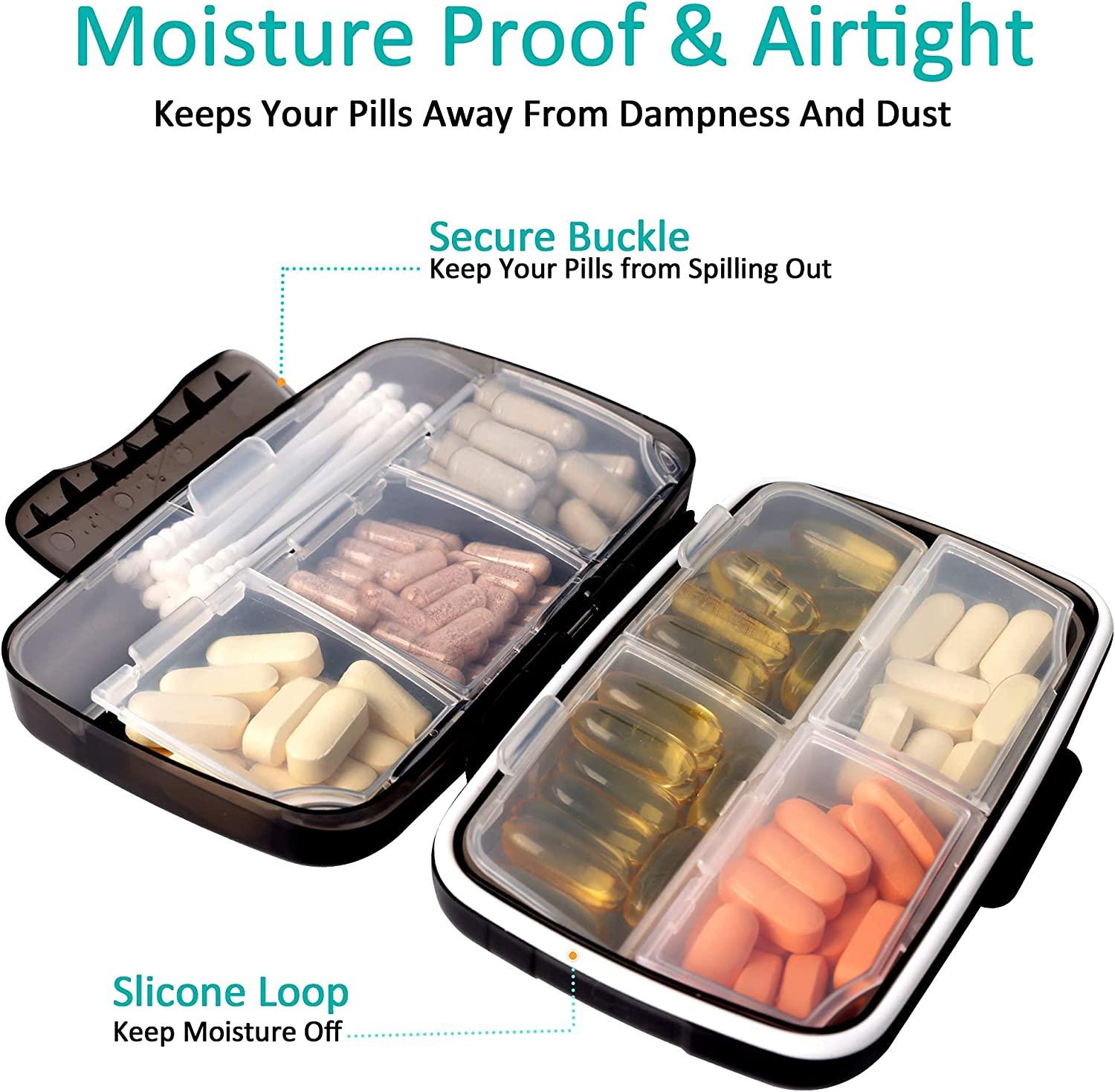 Portable Pill Case Mini Storage Box Large-capacity Carry-on Travel Size  Compartmentalized Sealed Moisture-proof Box