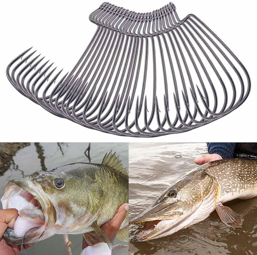 Ewg-Hooks-for-Bass-Fishing-Texas-Rig-Hooks-Offset-Extra-Wide-Gap-Plastic- Worm-Hook Set Freshwater Bass Rubber Worms Bulk Big Fish Swim Bait Lures  Hook Kit 1/0 2/0 3/0 6/0 25 - 50 Pack 2/0 25 Pack