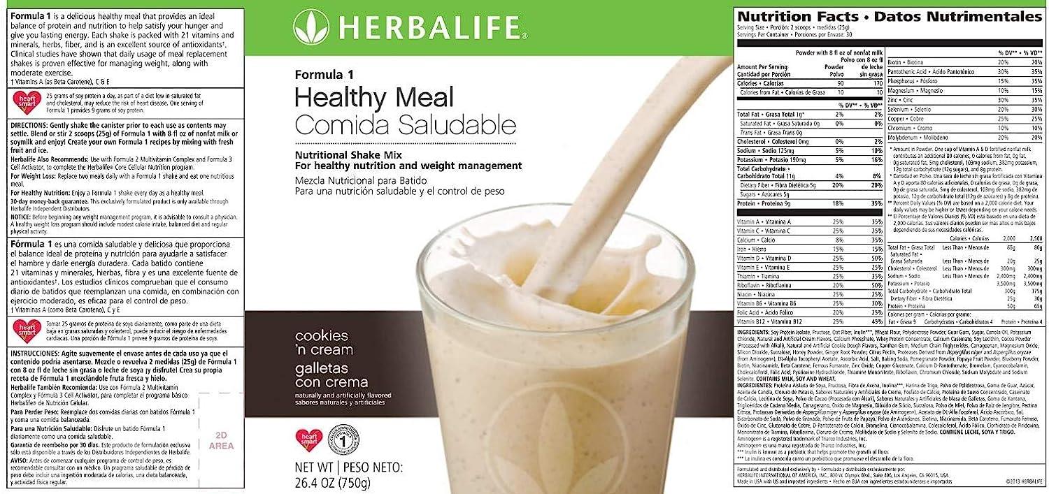 Herbalife Formula 1 Nutritional Shake Mix - Cookies 'n Cream, 750g for sale  online