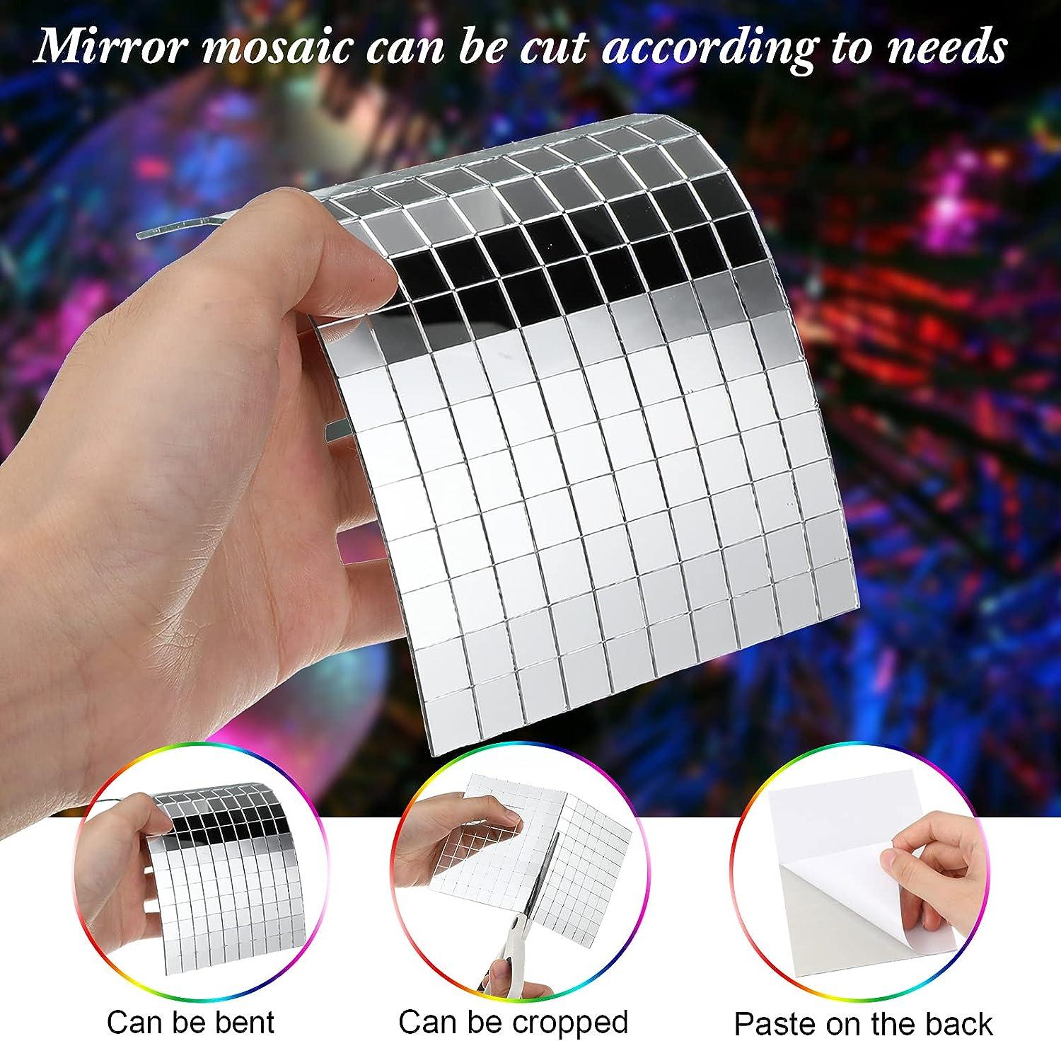 Mirrors Mosaic Tiles Disco Ball Mirror Tiles Self-Adhesive Real Square  Glass Mirror DIY Tiles for Craft DIY Glass Tiles Decorations Making Silver  0.4 Inch (3600 Pieces)