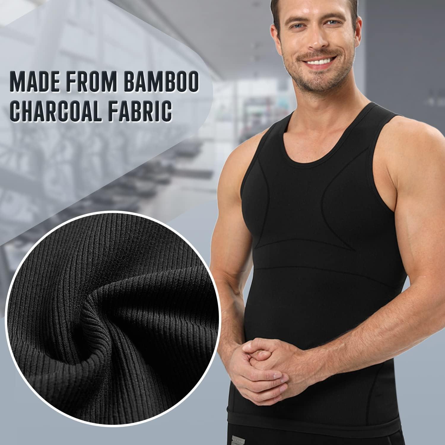 Men Slimming Body Shaper Vest Chest Compression Moobs T-Shirt Tank Top  Workout