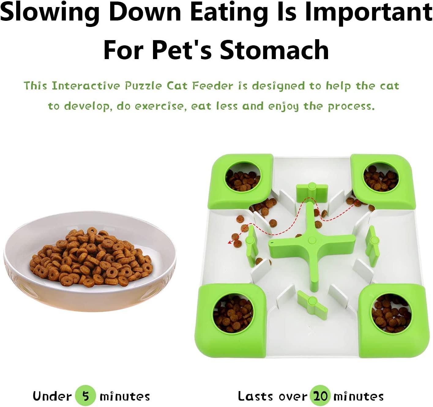 Cat Puzzle Feeder Treat Maze Toy, Slow Feeder Cat Bowl, Non Slip