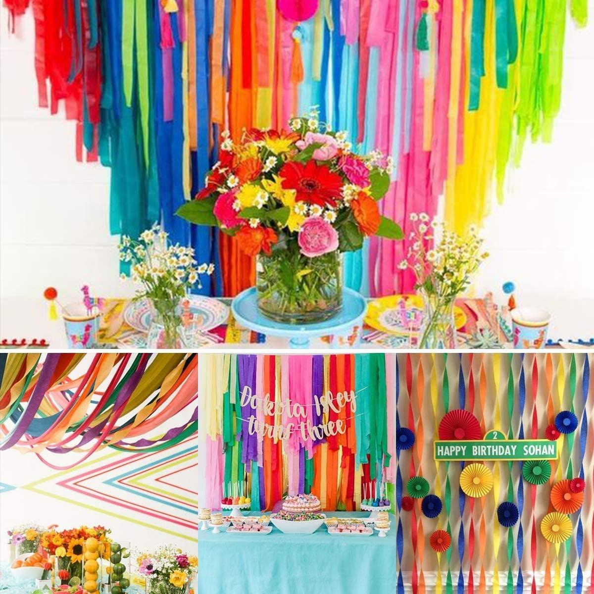 Crepe Paper Streamers 4 Rolls 72ft in 4 Colors for Party Decorations
