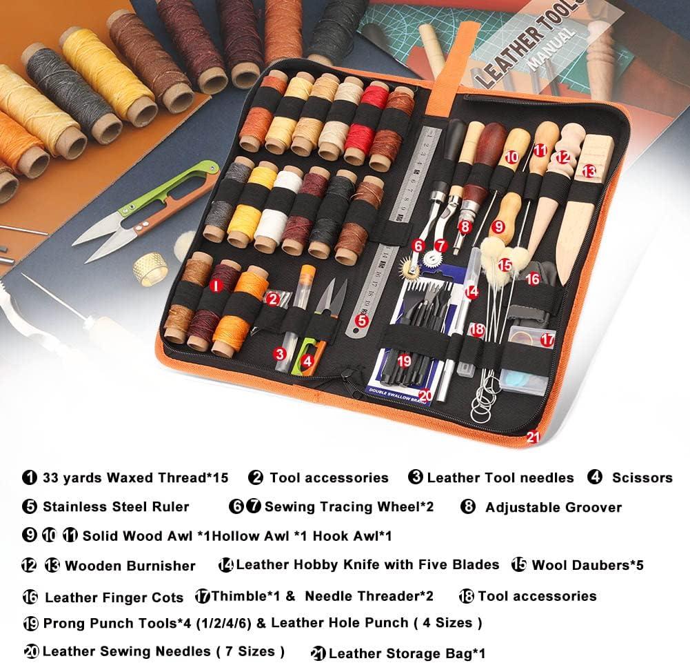 Leather Working Tools Leather Craft Kits Leather Sewing Tools with Storage  Ba
