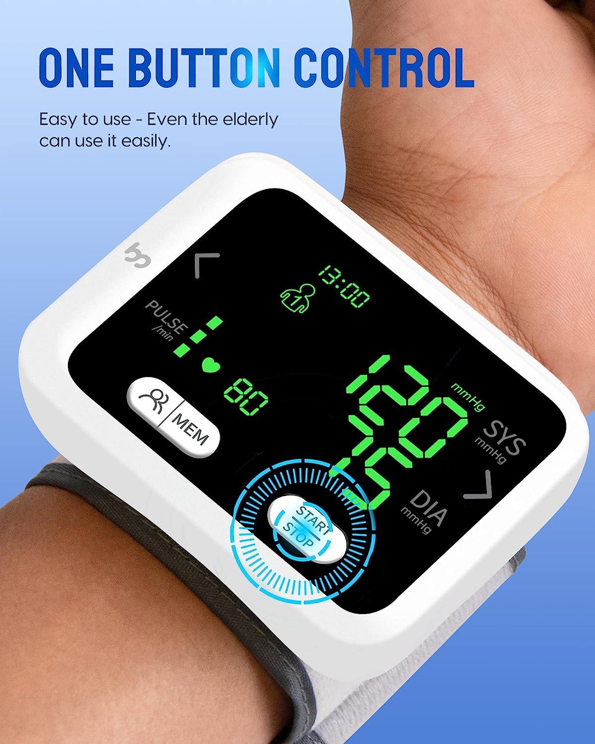 YBHOC Wrist Blood Pressure Monitor,Talking BP Machine Voice Broadcast,  Adjustable Wrist Cuff 5.3-8.5inch, 2 Users x 60 Memories for Home or