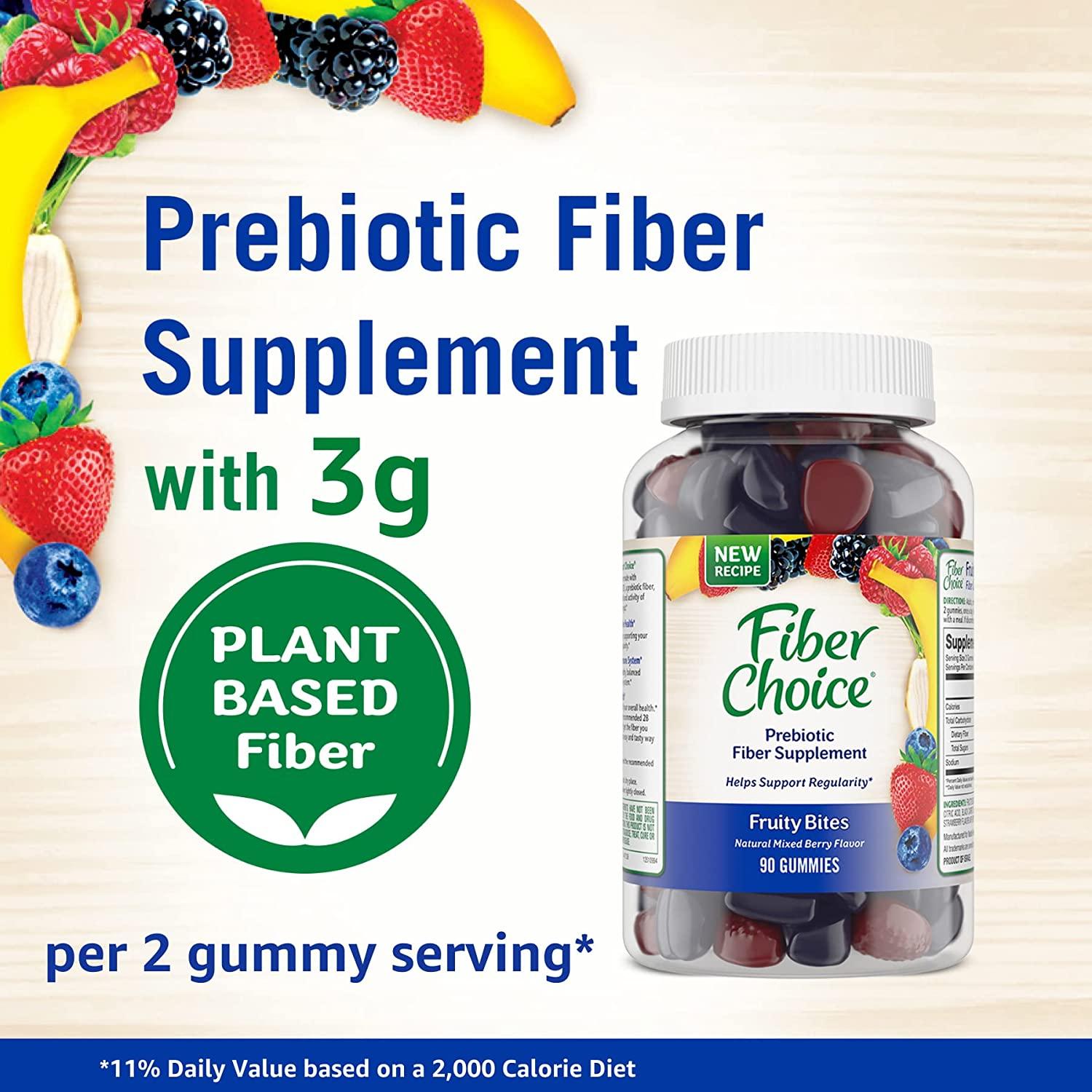 Fiber Choice Prebiotic Fiber Supplement, Fruity Bites, Natural