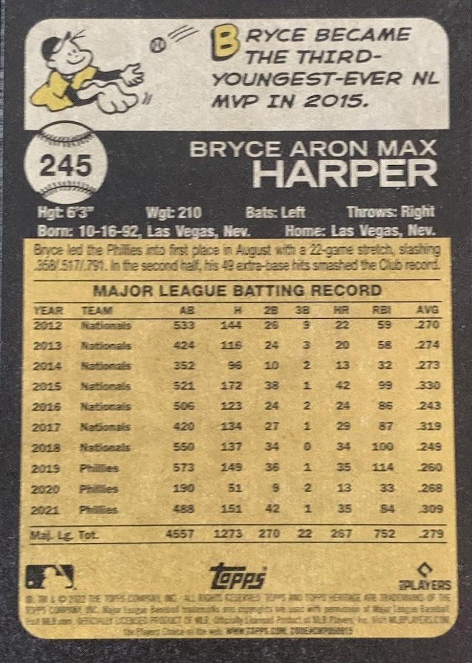 BRYCE HARPER 2022 TOPPS Heritage Card 