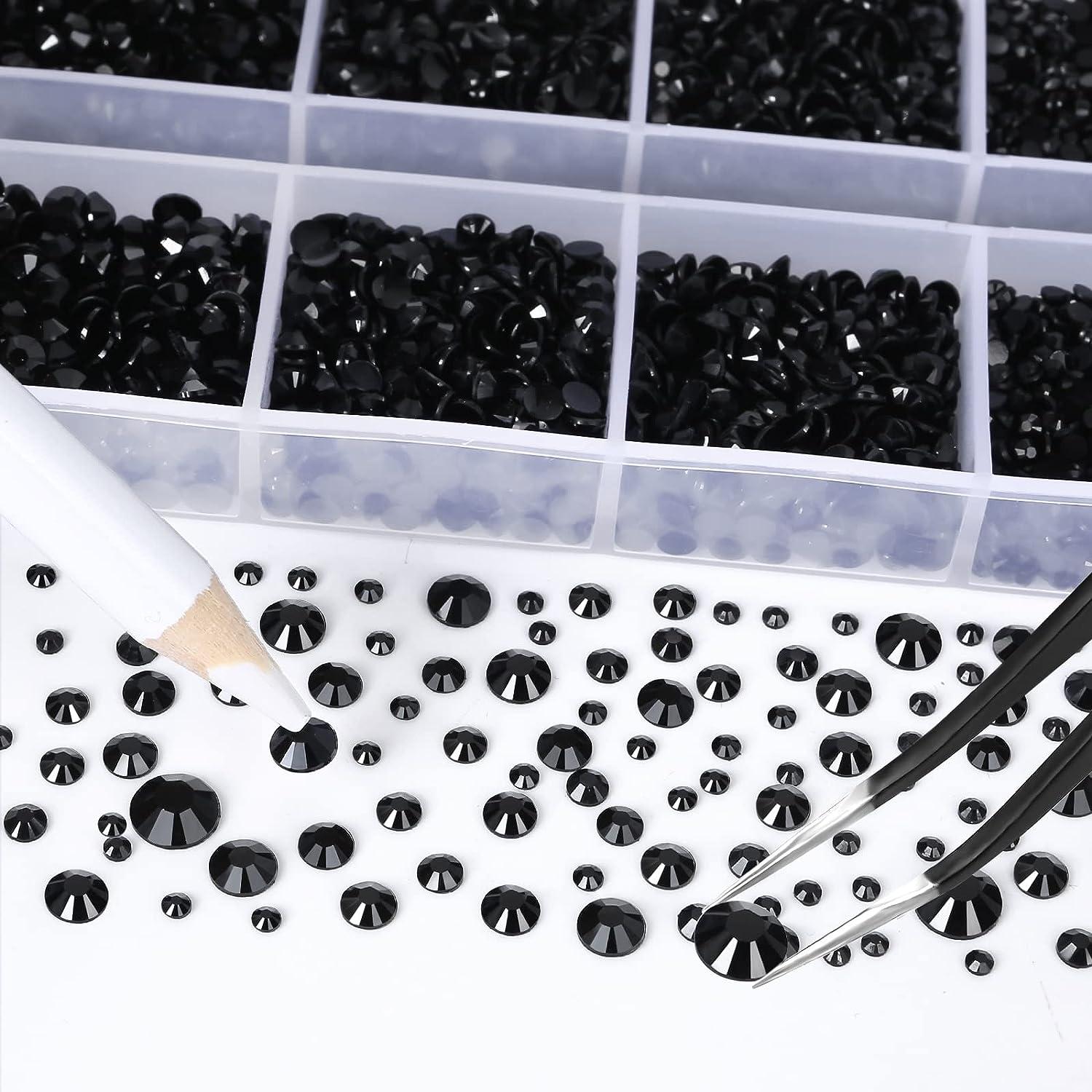 QPRETTY DU 10400PCS Black Rhinestones Jelly Resin Rhinestones for Nails  Flatback Non Hotfix Crystals DIY Rhinestones for Crafts with 15 cm Pencil  Sharpener and Tweezer & Picker Pen (Black)