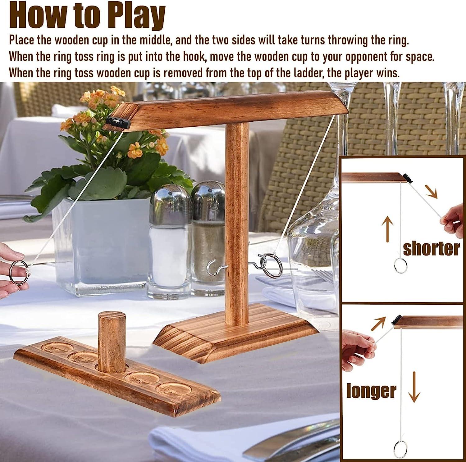 Hook and Ring Game with Shot Ladder, Ring Toss Game for Adults, Wooden Ring  Hook Tossing Game Yard Games, Indoor Outdoor Games for Adults Party, Home