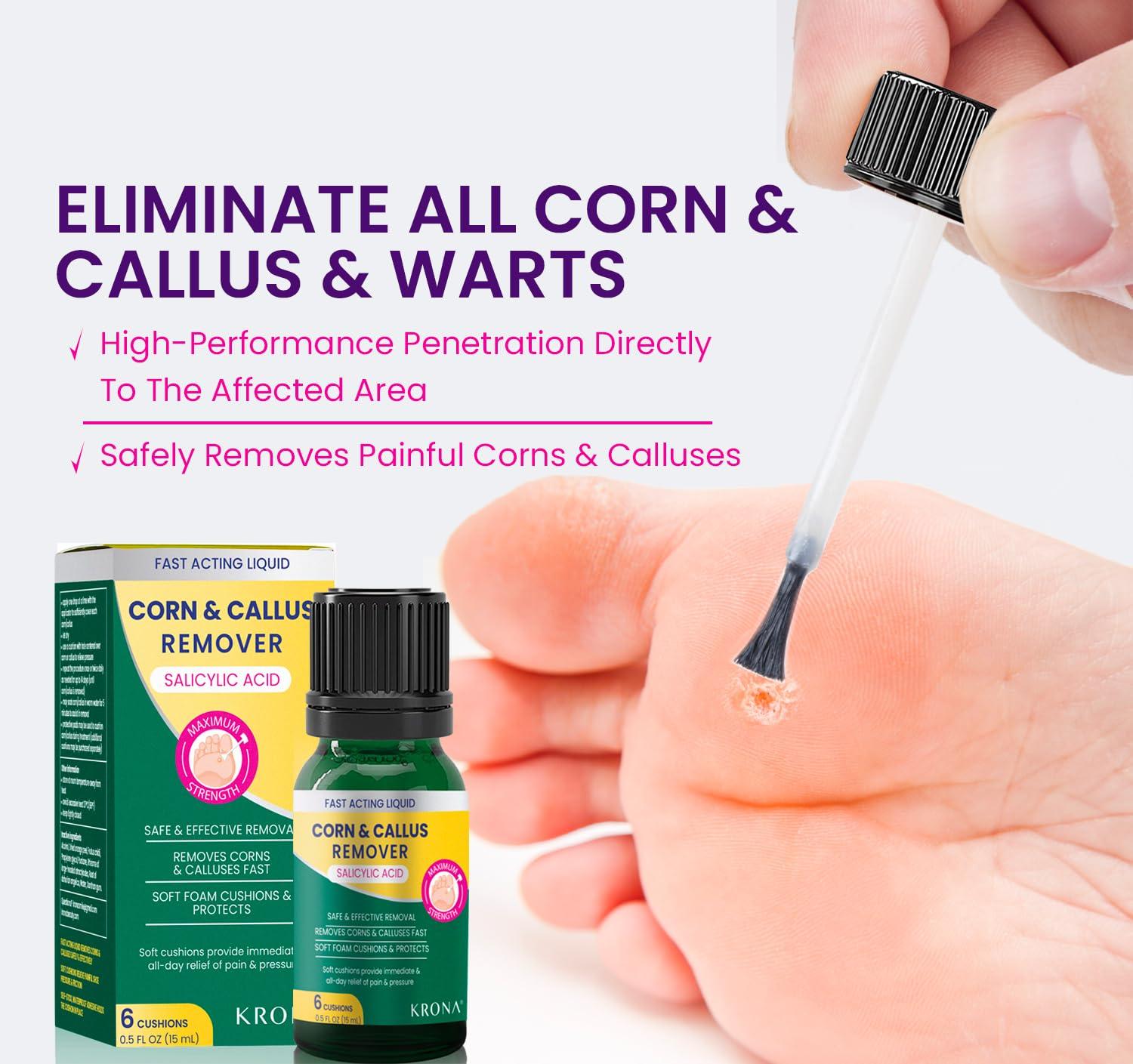 Corn Removers for Feet Extra Strength - Foot Corn Remover Callus Remover  for Feet and Toes - Fast Acting Liquid for Plantar, Common, Corn and Callus