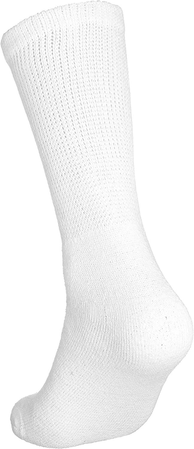 Special Essentials 12 Pairs Cotton Diabetic Socks Crew for Men and Women  White (Size 10-13)