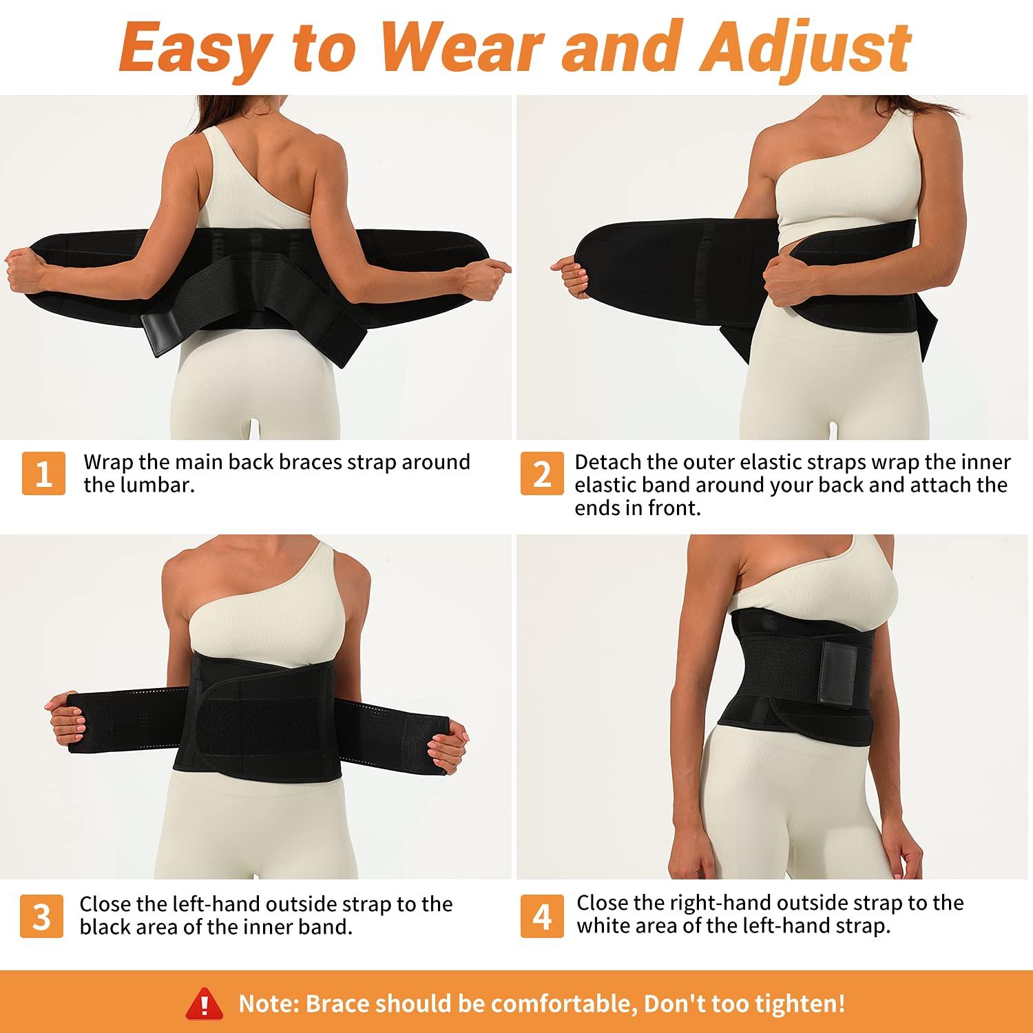 Back Brace Lumbar Support Belt: RAKZU Lower Back Pain for Women Men  Breathable Back Support Belt Dual Adjustable Straps Pain Relief for  Herniated Disc Sciatica Heavy lifting Size Medium