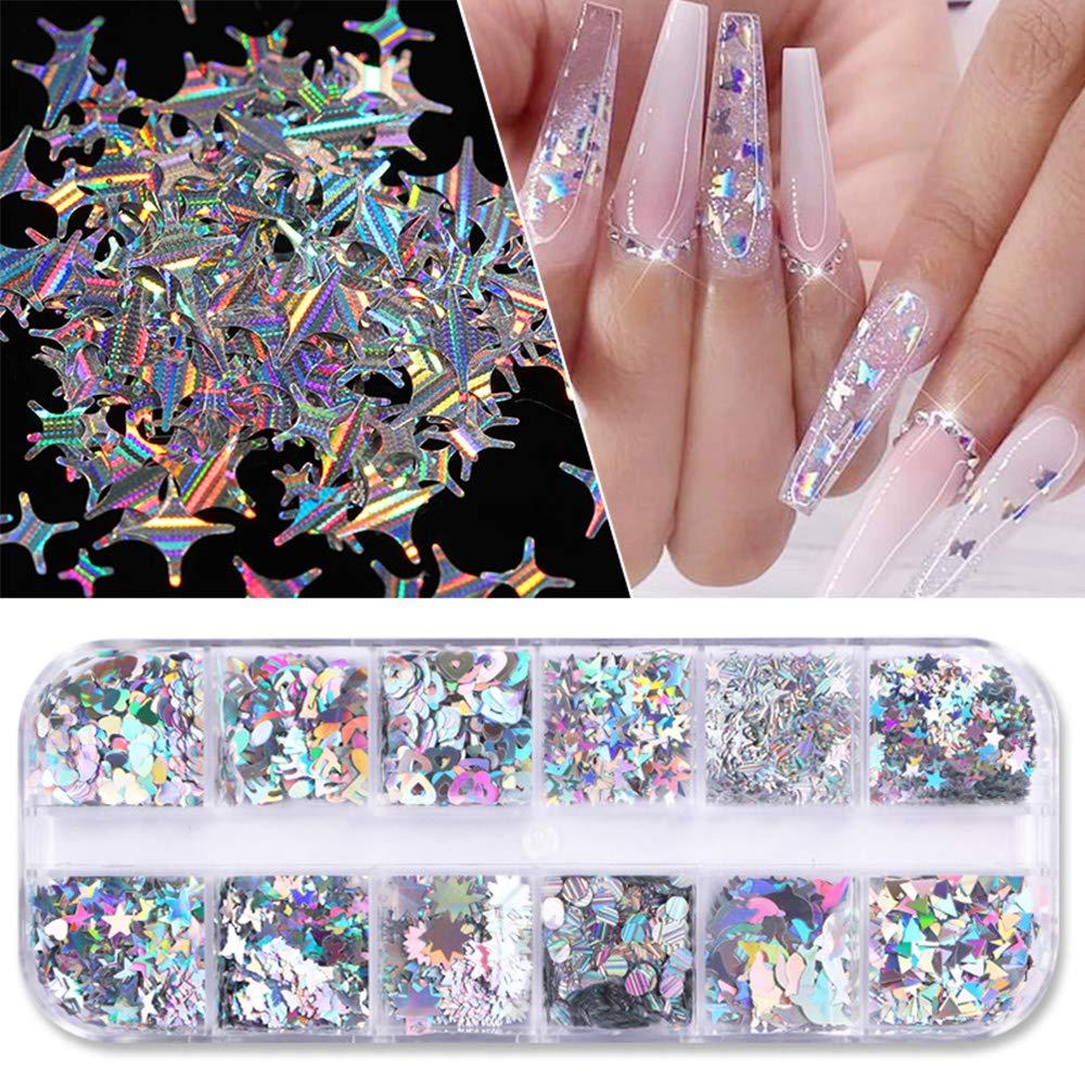 1PC Reflective Glitter 3D Nail Stickers Silver Powder Butterfly Star Design  Laser Love Heart Foils Sparkly Decoration – the best products in the Joom  Geek online store