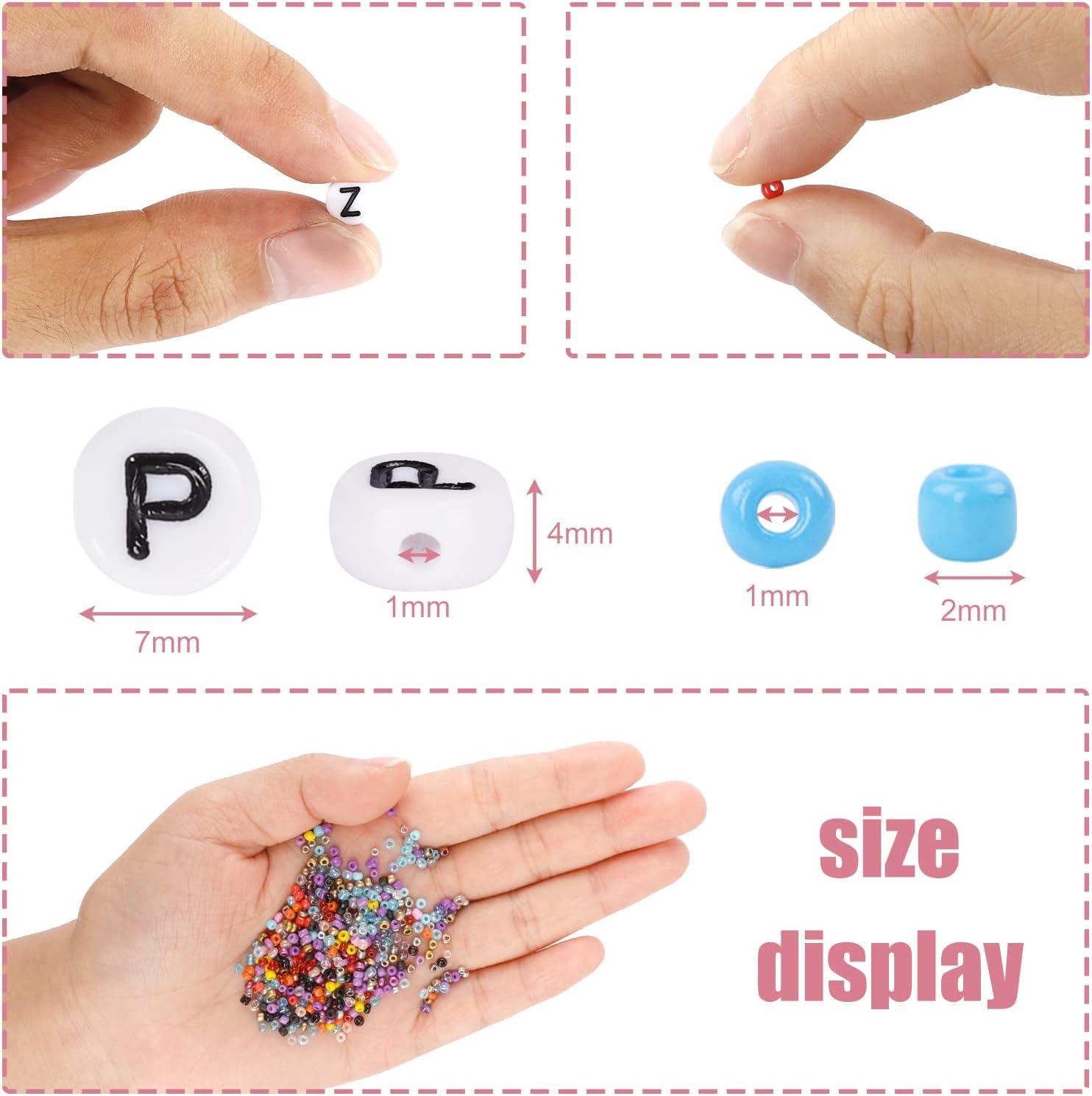  35000Pcs Glass Seed Beads, WOHOOW 2mm 48 Colors 12/0 Beads for  Jewelry Making Kit, Small Glass Bead Craft Set 200Pcs Alphabet Beads and  60Pcs Smiley Beads for Bracelets Earrings Ring Necklaces