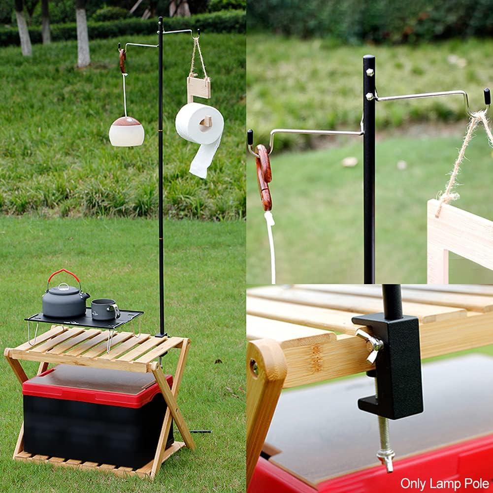 Camping Lamp Holder Portable Folding, Picnic Pole With Stake