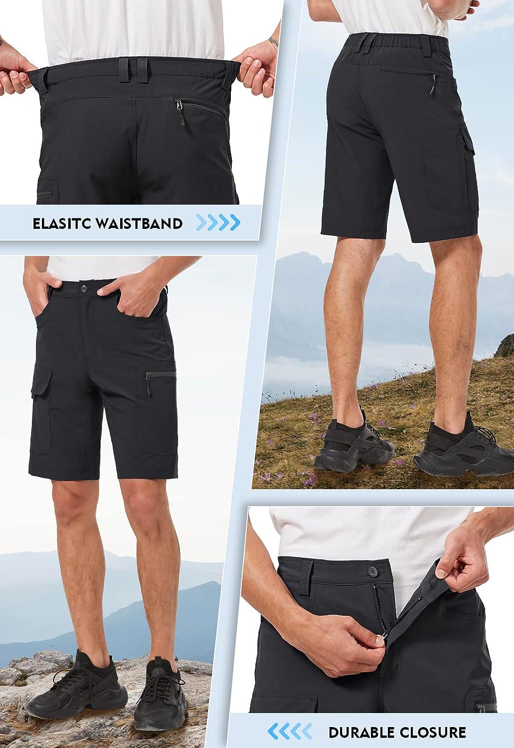 Hiauspor Men's Hiking Cargo Shorts 9/10 Quick Dry Lightweight