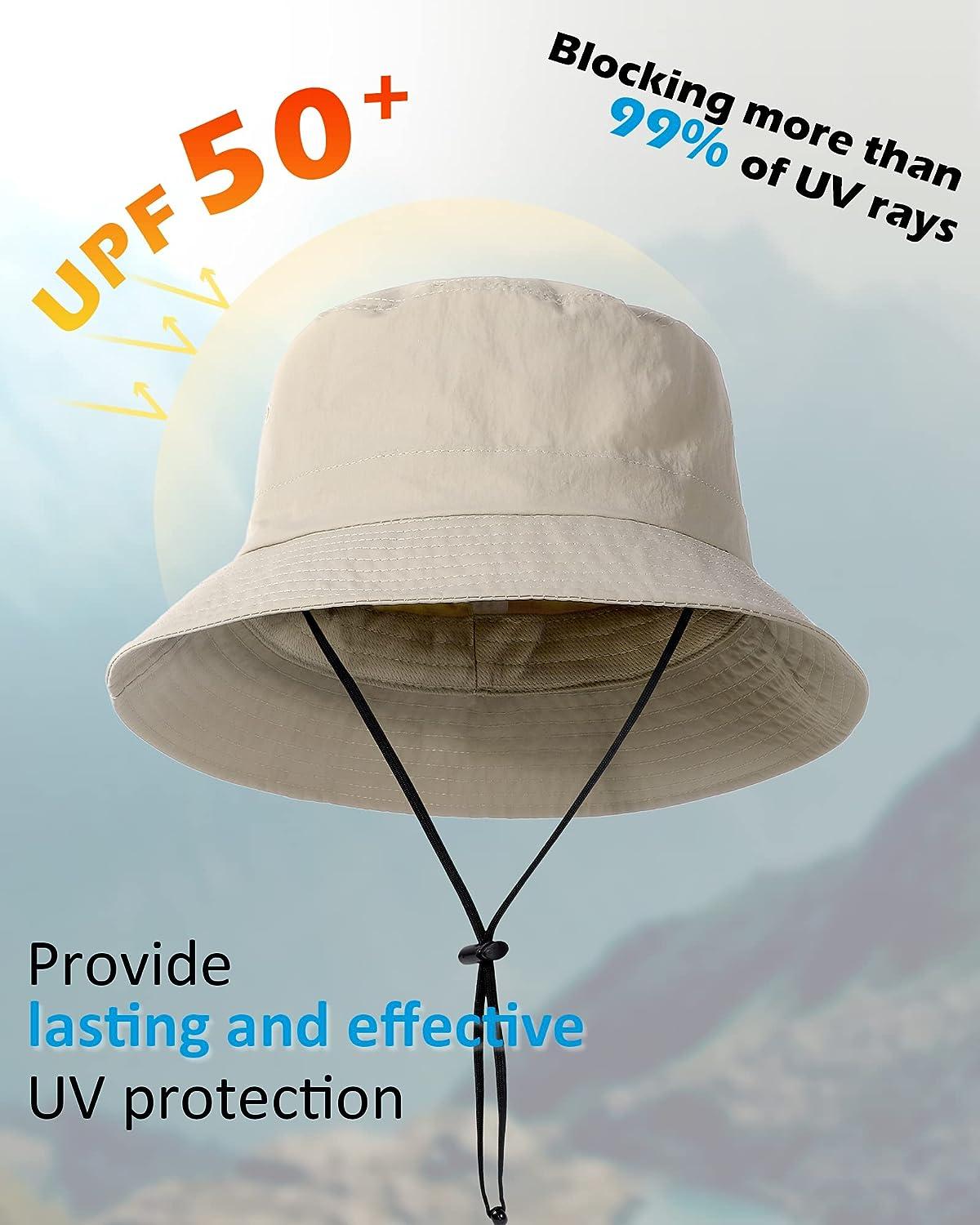 Men Sun Hat 3 Wide Brim UPF 50+ Bucket Fishing & Beach Hats Blue