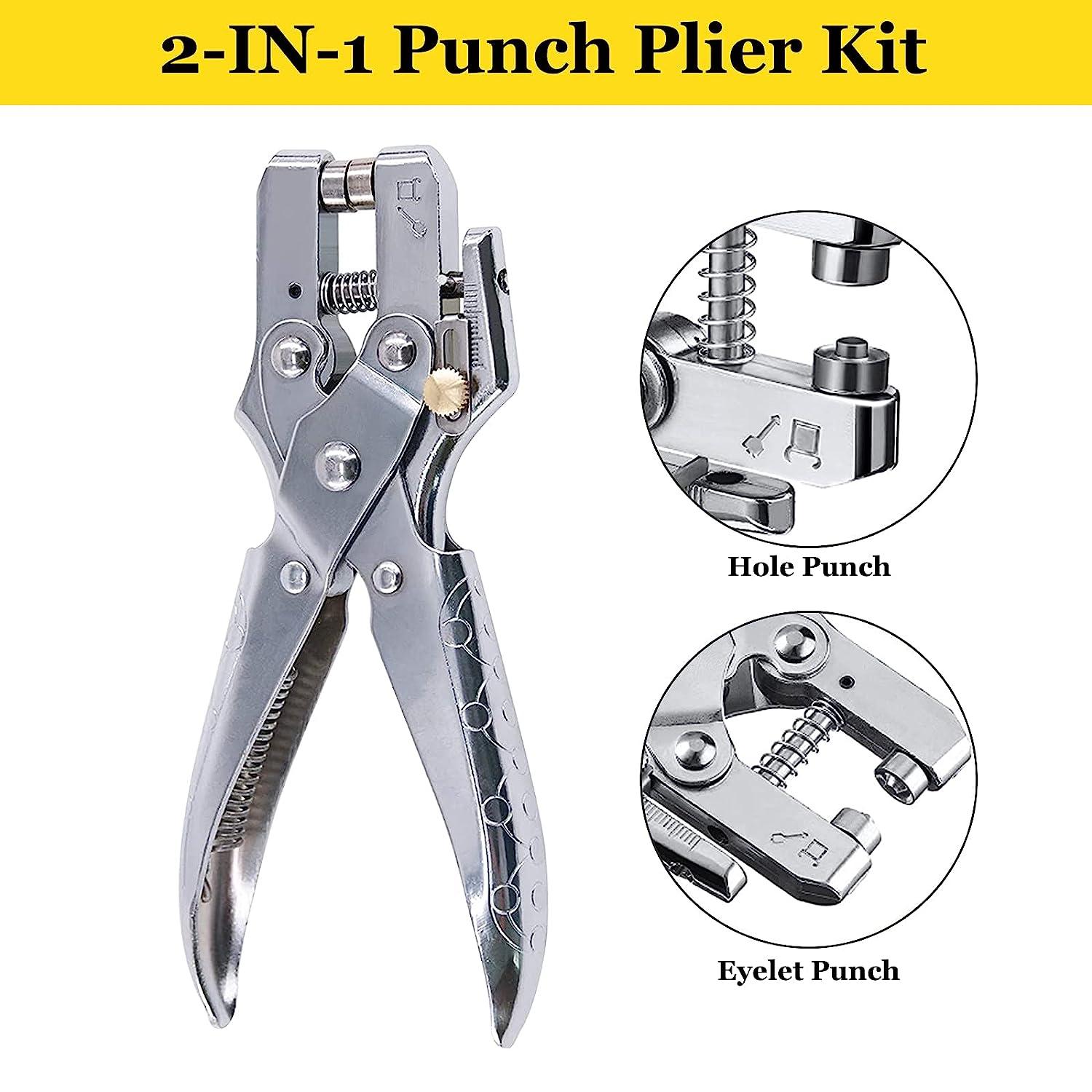 Eyelet Pliers and Hole Punch Tool With 100 Self Backing 3/16 Grommets 