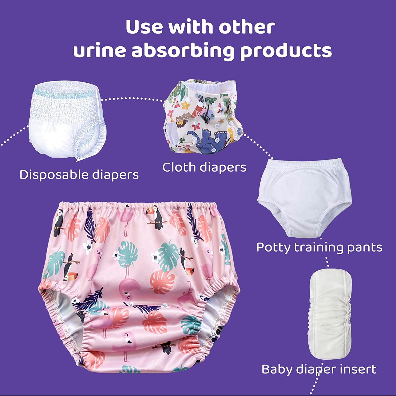 6 Packs Waterproof Plastic Pants for Toddlers Potty Training Pants & Good  Elastic and Breathable Diaper Cover for Girl 3t