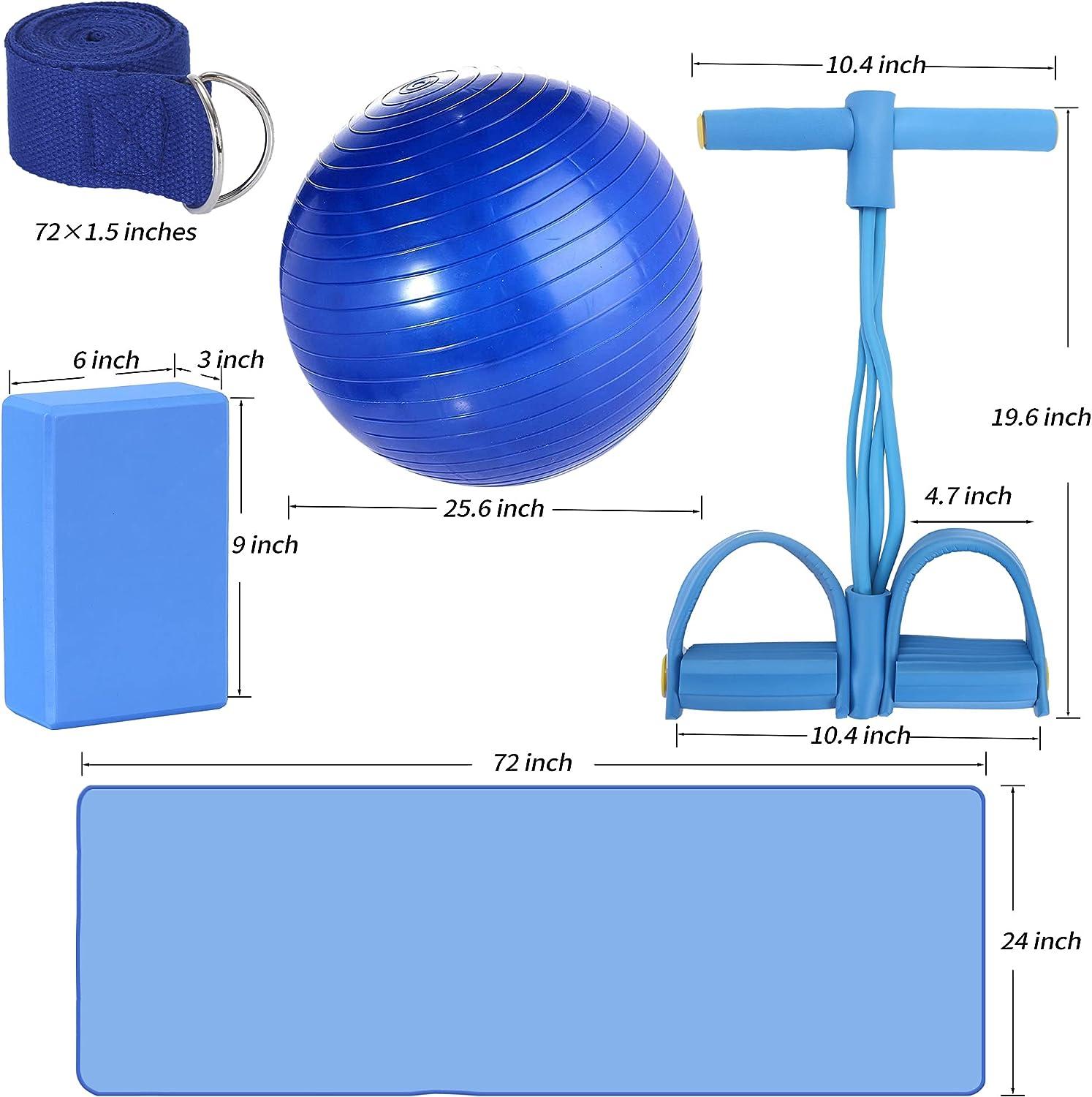  Junkin 7 Pieces Yoga Starter Kit Yoga Mat Set Include Yoga Mats  with Carrying Strap, 2 Yoga Blocks, Yoga Ball with Air Pump, Yoga Mat  Towel, Yoga Strap, Yoga Kit