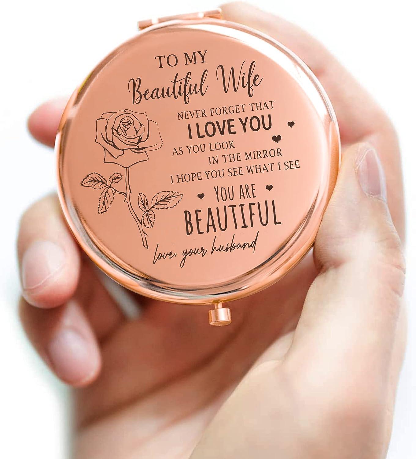 LOGMOR Wife Gifts from Husband Elegant Mini Compact Mirror for Wife to My  Wife Fun Gifts for Women Birthday Gifts Idea for Her Mothers Day  Valentine's Day