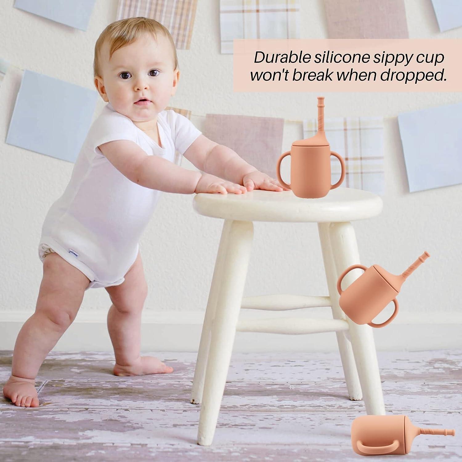 Toddler Cup. Silicone Training Cup Sippy Cup with Straw. Spill Proof and  Non-Slip Handles. NO BPA. Unbreakable. Trainer Cup for Babies Toddlers and